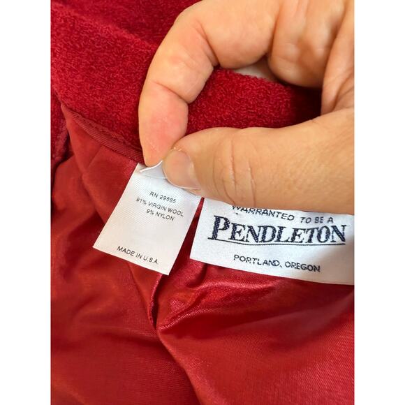 VTG 60s 70s Pendleton Portland Virgin Wool Midi Pencil Skirt Made in USA Red 16 - Picture 5 of 11